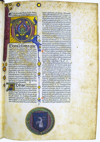 Inscription and decorated initial in Nicolaus de Ausmo: Supplementum Summae Pisanellae...