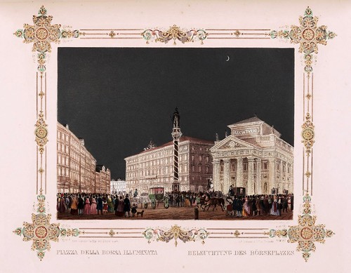 014- Plaza de la Bolsa iluminada Trieste- Ferdinando I e Maria Anna Carolina  nel litorale in settembre 1844
