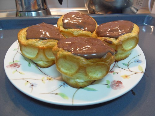 Skuffins with chocolate cream on top...