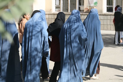 Burqa clad Afghan Women voters queue up for voting in Afghanistan, Aug 09