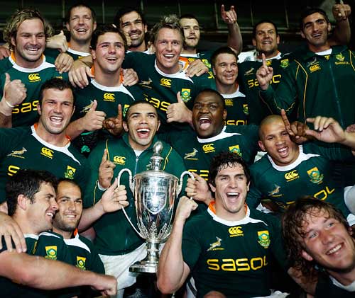 Il Sudafrica celebra la vittoria nel Tri Nations