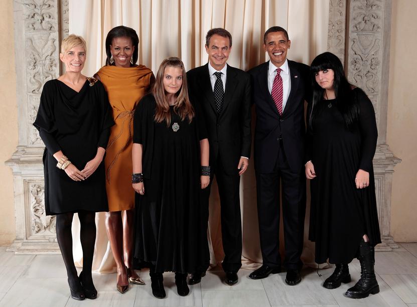 Obama con hijas de zapatero