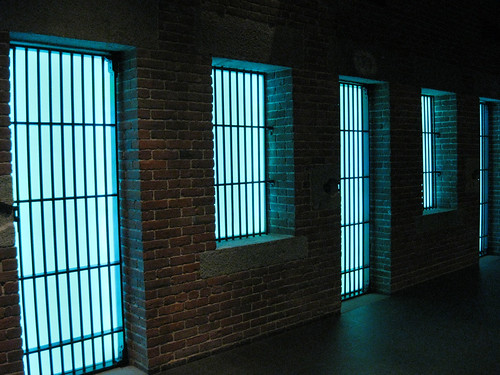 Neon jail cells.