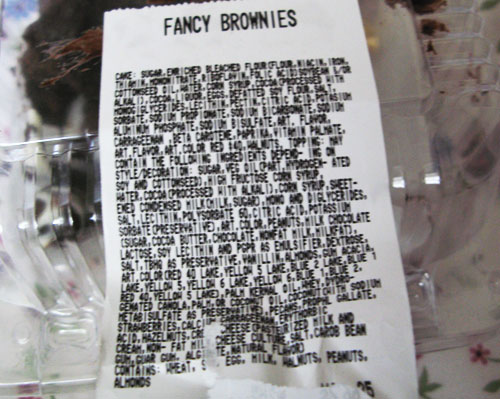 Bakery brownie ingredients