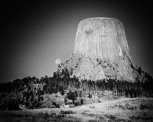 Devil's Tower National Monument, Wyoming. High ISO FILM - see the moon?!