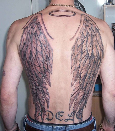 angel halo tattoo. Angel wings with Halo