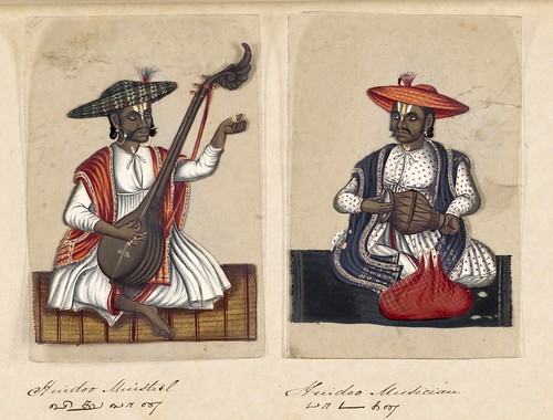 005-Juglar y músico hindú-Seventy two specimens of castes in India 1837