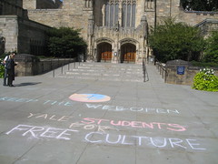 Mozilla Service Week chalking in front of Sterling Memorial Library at Yale