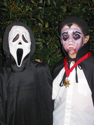 Drew and his BFF on Halloween {Scream & Dracula}