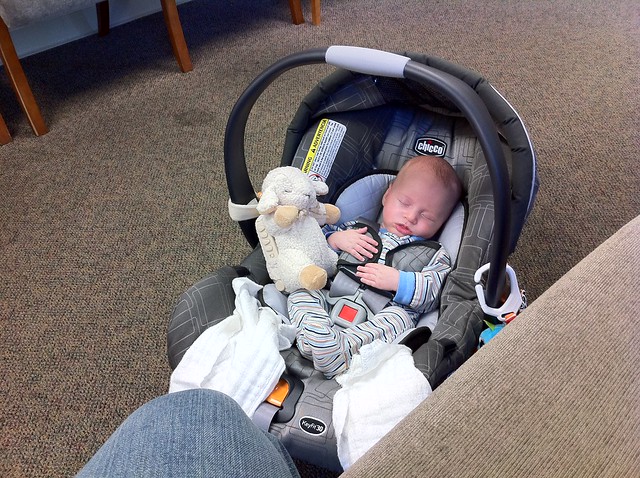 Sleeping baby. Post-occupational therapy, pre-Momma's doctor appointment.
