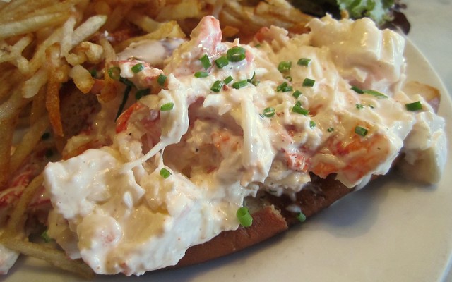 close up of the lobster roll at pearl oyster bar