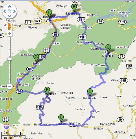 Johnson City Ride Map