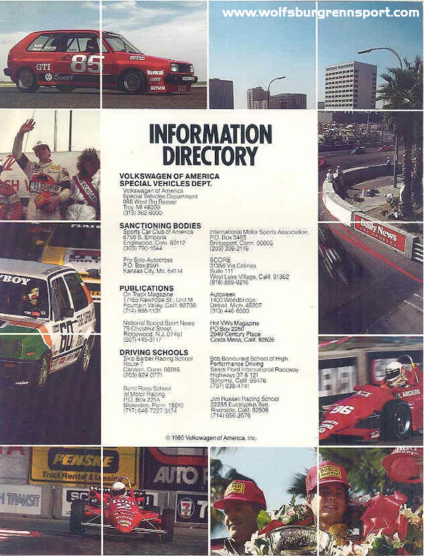 The VW Sport / VW Motorsports Handbook 1985