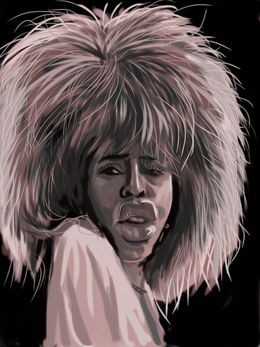 digital caricature of Tina Turner on iPad Sketchbook Pro - 1