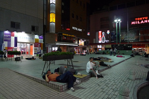 People sleeping at Kabuki-cho