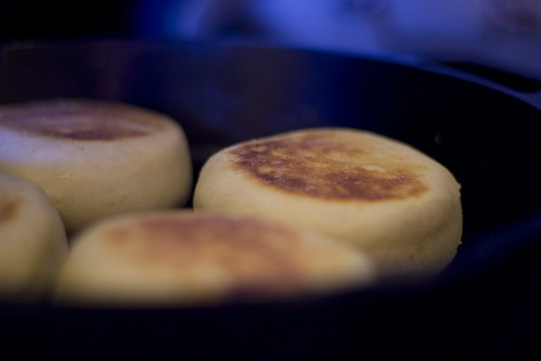 English muffins cooking