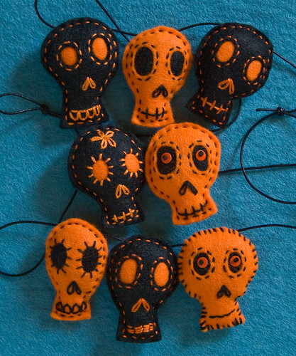 Black and Orange Skull Garland (detail)