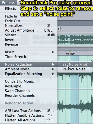 Soundtrack Pro noise removal - set noise point