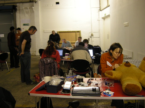 Evil Ted gets patched up after having LEDs inserted behind his eyes and an Arduino implanted in his head