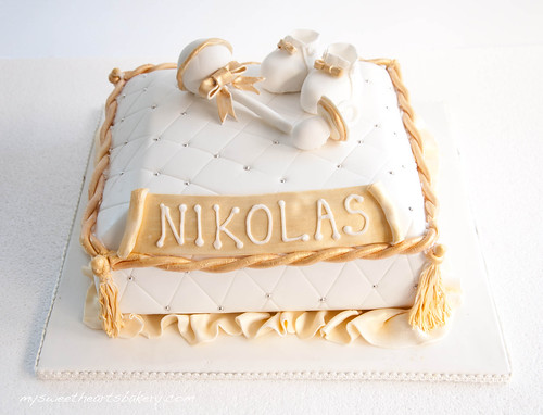 Gold and White Christening Cake