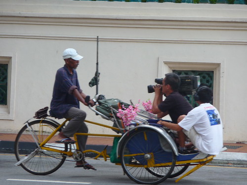 Becak or trishaw on location in Georgetown, Penang