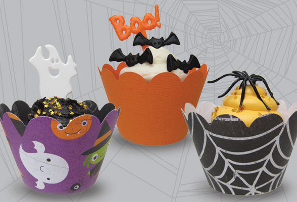 halloween cupcakes in wrappers