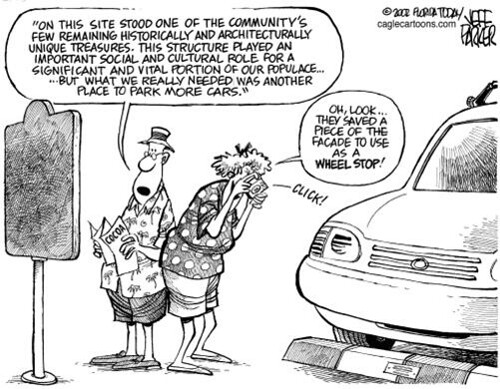 Jeff Parker editorial cartoon, parking lot