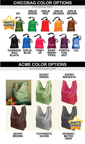 Color options for Reusable bags