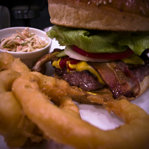Bakers Bounce Hamburger with Onion Rings