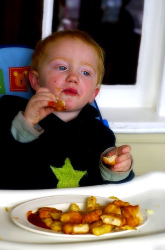 Dylan enjoys his kids meal at The Bush Inn, New Norfolk by you.