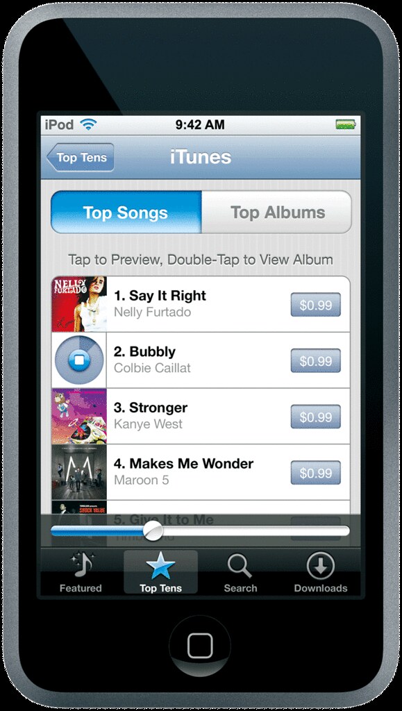 ipod touch top songs