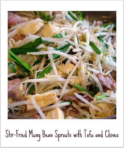 stir fried mung bean sprouts with tofu and chives by you.