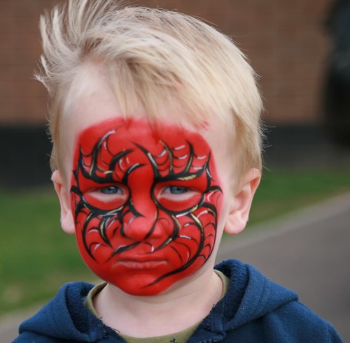 Face painting all Done - Spiderman