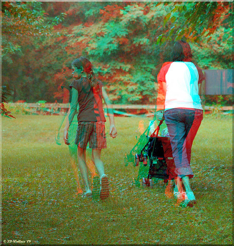 3D Photo girl red and blue