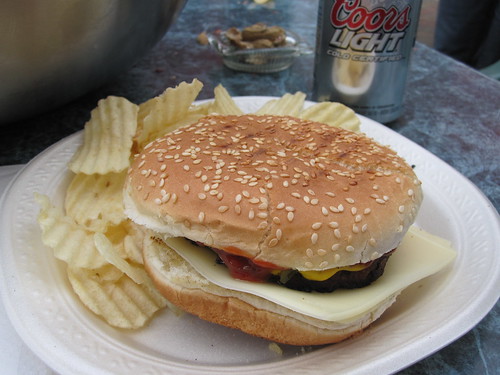 Burger and chips - free at work summer party
