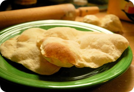 Tortilla-pitas, fresh from the oven