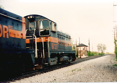 Southbound Indiana Harbor Belt Railroad transfer train. Chicago Ridge Illinois. May 1990.