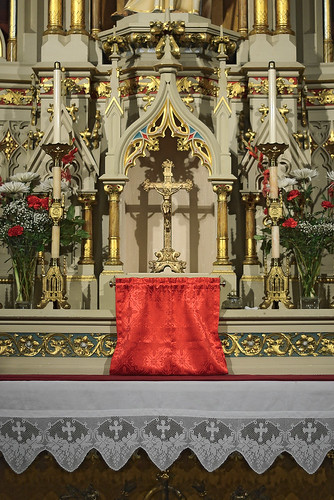 Saint Francis de Sales Oratory, in Saint Louis, Missouri, USA - Altar of Saint Joseph, decorated for Pentecost