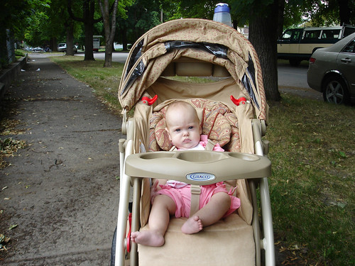 First time in the stroller without the car seat