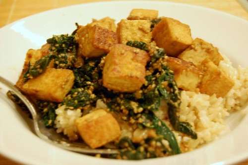 tofu with ginger and kale