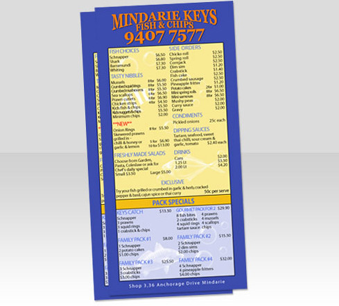 fish and chips menu. Mindarie Keys Fish and Chips