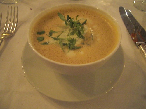 Langoustine Bisque and herb creme chantilly