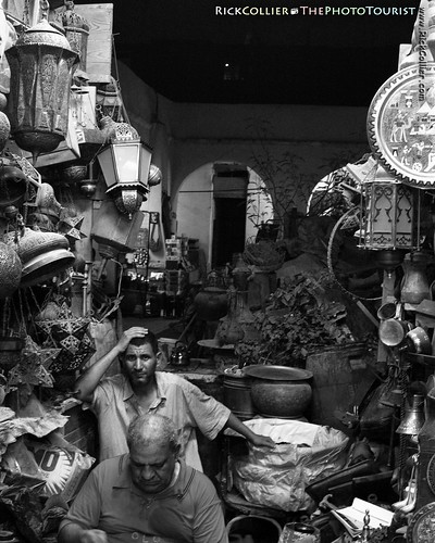 Brass crafters show their fatigue at the end of a very long day in their shop in the Khan el-Khalili bazaar in Cairo, Egypt (photo release available).