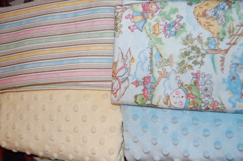 Minky and Flannel for two sided burp cloths