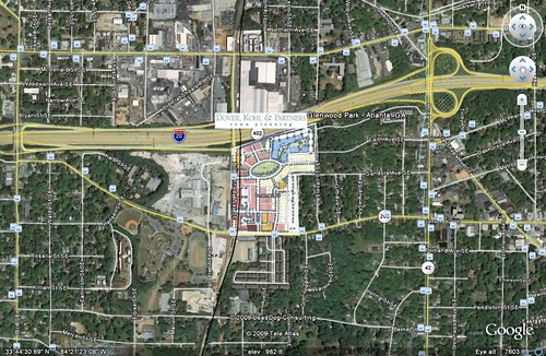 the location and surrounding area, on Google Earth (courtesy Dover Kohl & Partners)