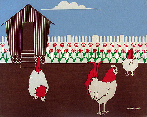 Marushka - roosters on the farm