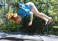 Maddie on the Trampoline doing a Backflip
