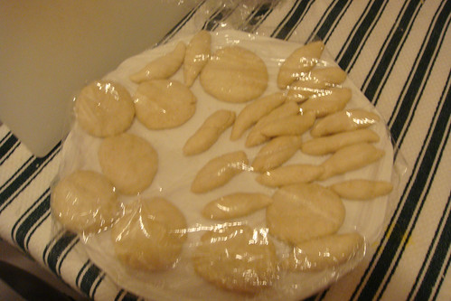 Traditional-sized dumplings on the left, spinner dumplings on the right