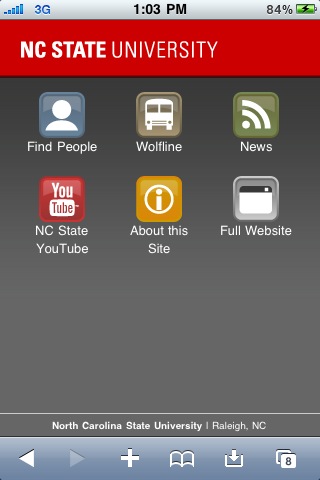 NC State Mobile website