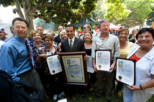Mayor Antonio Villaraigosa and founders of the farmers' market movement in Los Angeles